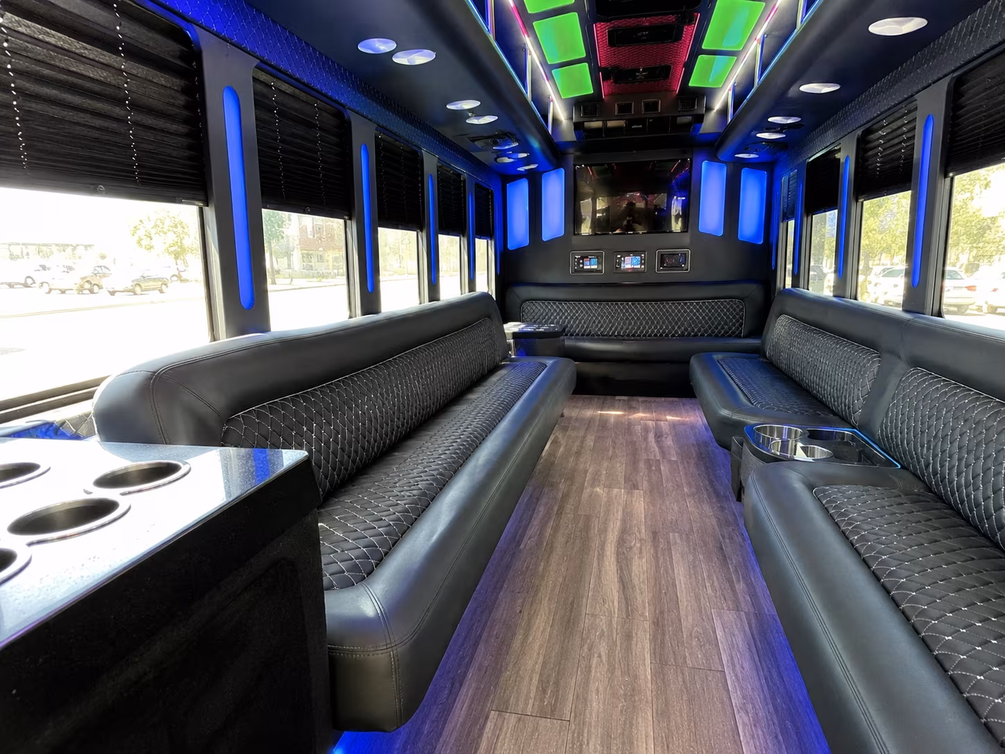 yorba linda 15 passenger party bus inside