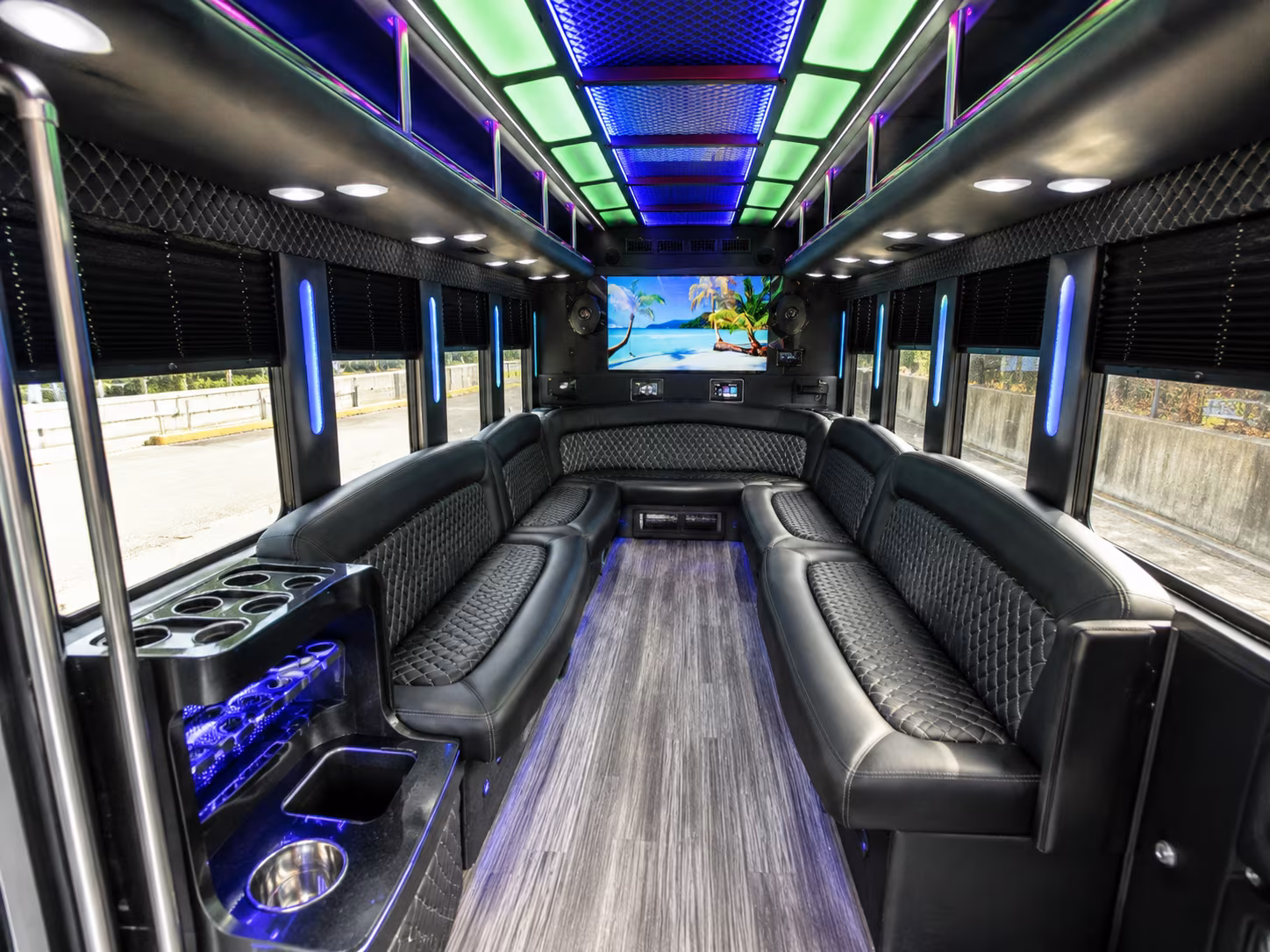 yorba linda 18 passenger party bus inside