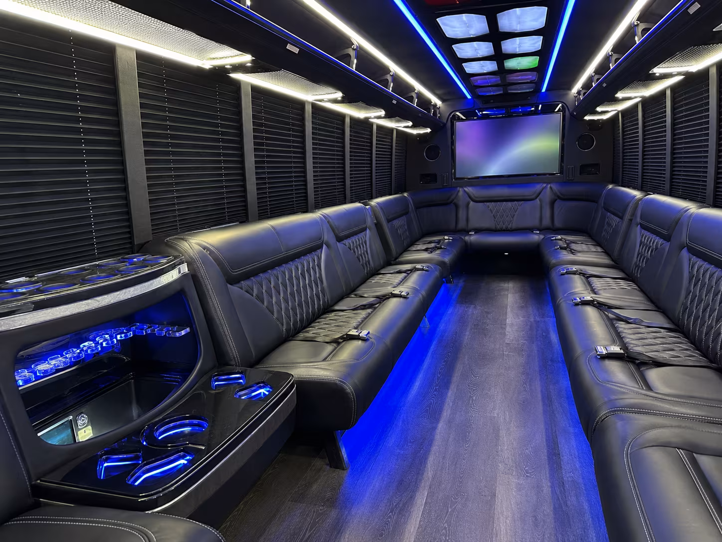 yorba linda 20 passenger party bus inside