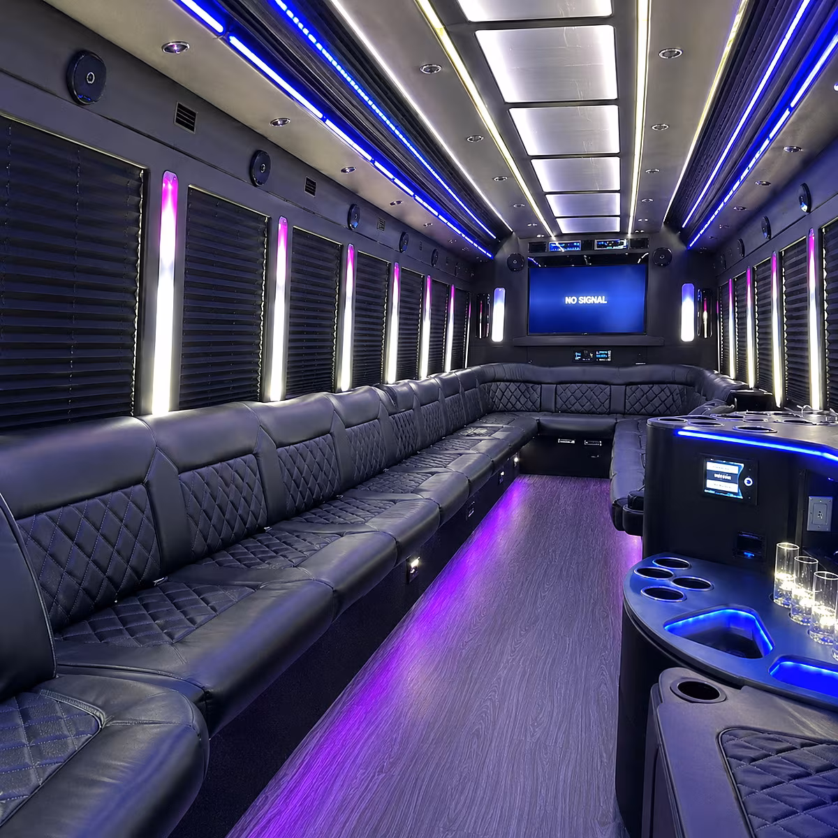 yorba linda 30 passenger party bus inside