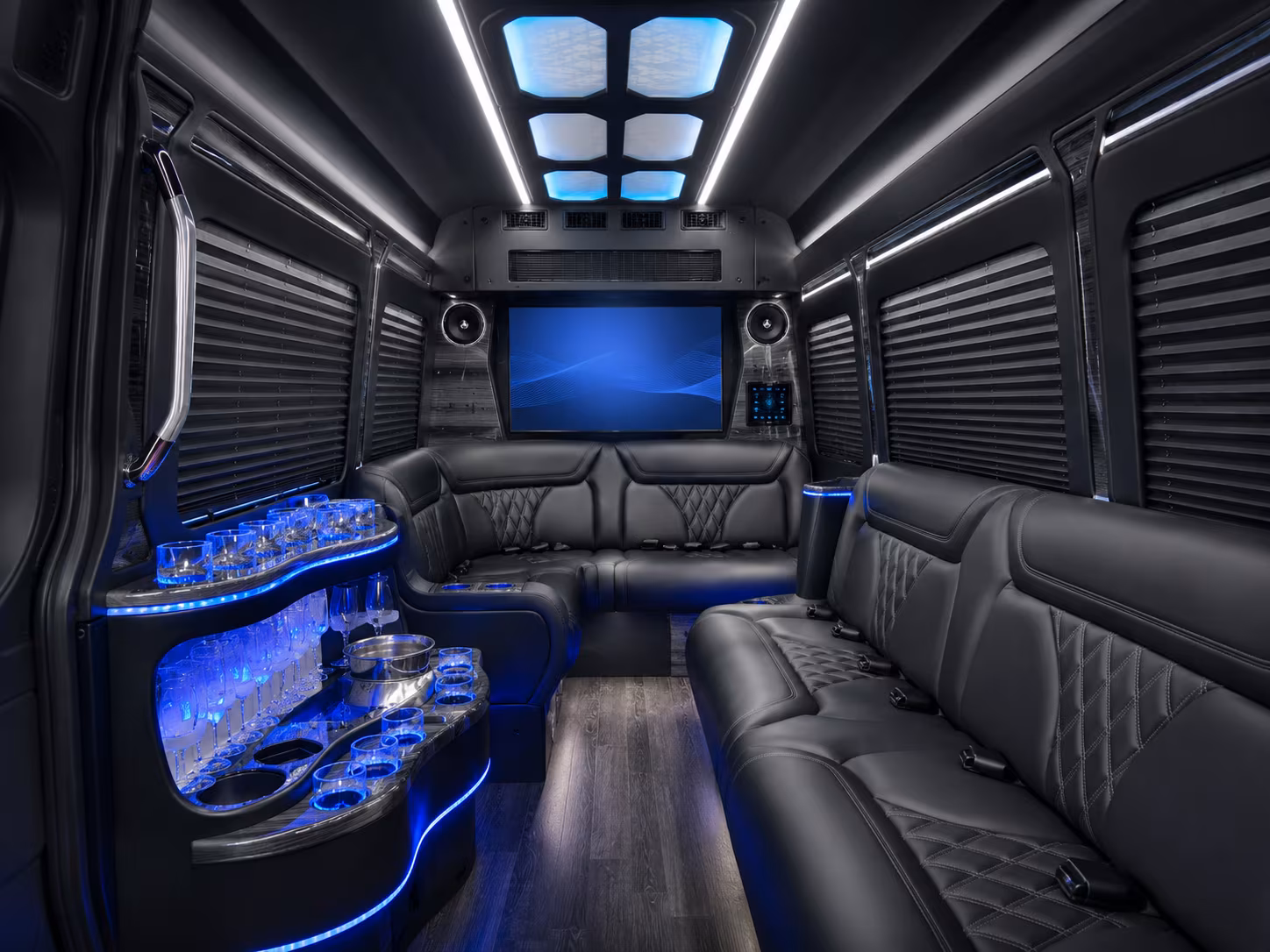 yorba linda 50 passenger party bus inside